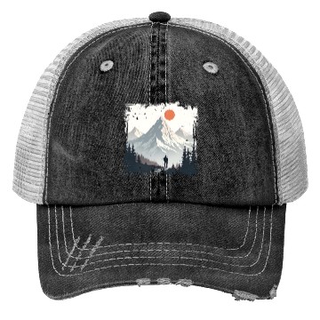 Discover Serene Mountain Wilderness Scene Trucker Hats