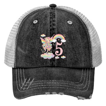 Discover Magical Rainbow Fairy Elf 5th Birthday Girl Trucker Hats