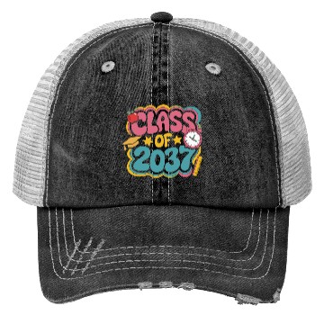 Discover Class of 2037 Grow With Me, groovy back to school Trucker Hats