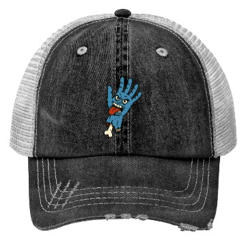 Discover Crazy zombie hand cartoon with wild face Trucker Hats