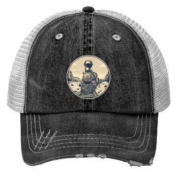 Discover Vintage Western Steam Train Badge Trucker Hats