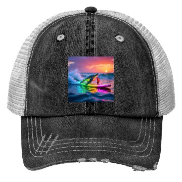 Discover sea turtle design neon turtle Trucker Hats