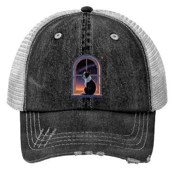 Discover Boston Terrier Star Gazing At Window Trucker Hats