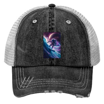 Discover Galactic Surfing Astronaut Trucker Hats