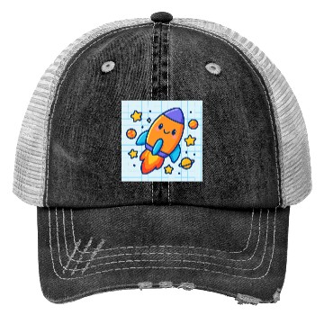 Discover Space rocket Trucker Hats
