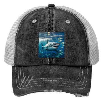 Discover A shark Trucker Hats