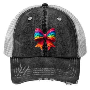 Discover Vibrant Rainbow Paper Ribbon Bow Trucker Hats