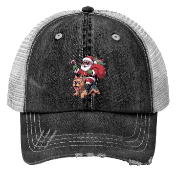Discover Santa Claus Yorkie Dog Christmas In July Trucker Hats