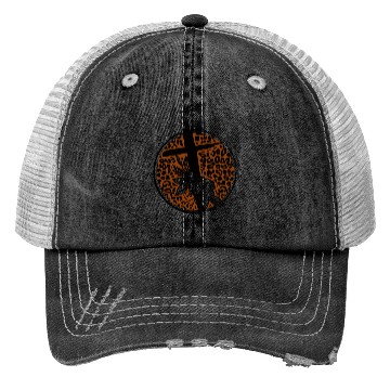 Discover Leopard Print Cross with Flowers Trucker Hats