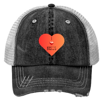Discover I Love Jesus Heart Design Trucker Hats