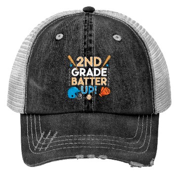Discover 2nd Grade Batter Up Baseball School Back to Class Trucker Hats