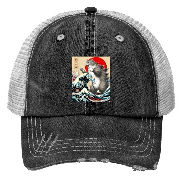 Discover Catzilla Cat Japanese Art Funny Cat Trucker Hats
