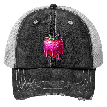 Discover Vivid Dripping Strawberry Artwork Trucker Hats