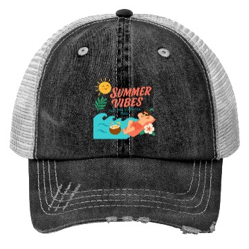 Discover Summer Vibes Sunshine Illustration Trucker Hats
