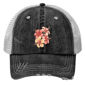 Discover Vibrant Hibiscus Blooms Art Design Trucker Hats