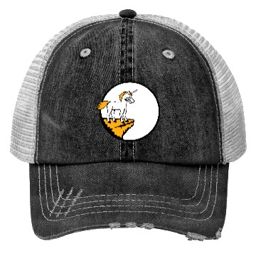 Discover Unicorn Cliff Moon Mountain Evil Angry Bad Mood Trucker Hats