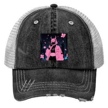 Discover Neon Sakura Night Streetwear Design Trucker Hats