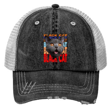 Discover Black Cat Angry Look Trucker Hats