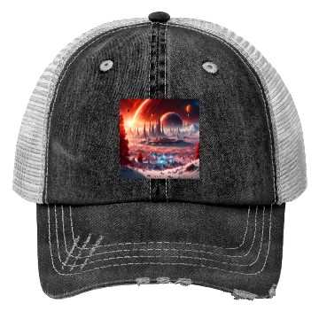 Discover Futuristic Alien Planet Landscape Trucker Hats
