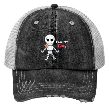 Discover Cute Funny Dog Scared Skeleton Trucker Hats