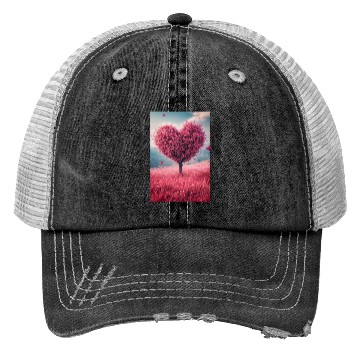 Discover Romantic Heart Tree in Bloom Trucker Hats
