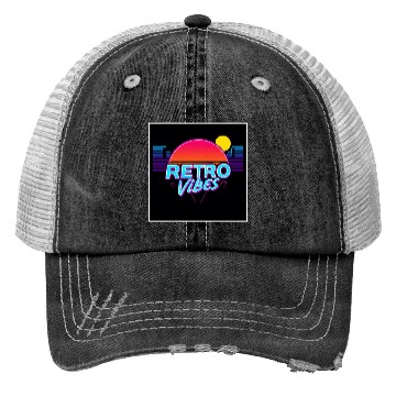 Discover Retro Vibes Sunset Neon Design Trucker Hats