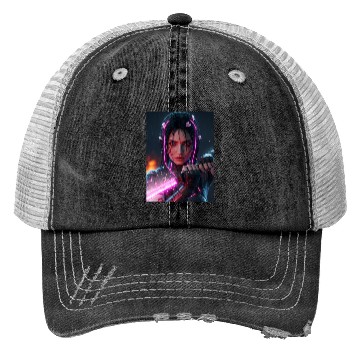 Discover Cyberpunk Samurai Girl Trucker Hats