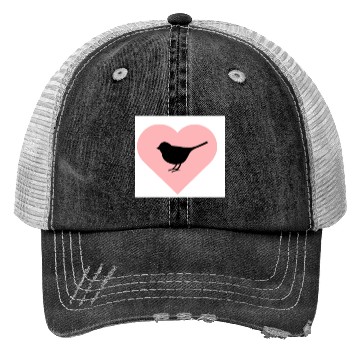 Discover Silhouette Bird Heart Design Trucker Hats