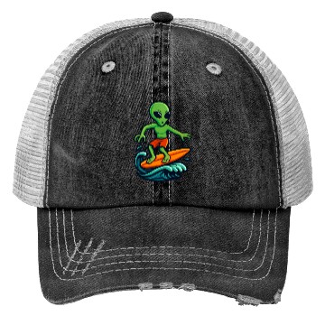 Discover alien surfing Trucker Hats