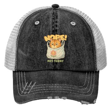 Discover Cute Cat Wrapped in Laundry with Affirmation Trucker Hats