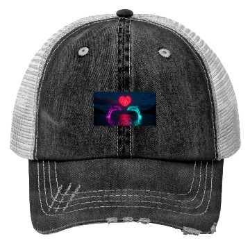 Discover In a stunning digital artwork, two dolphins  Trucker Hats