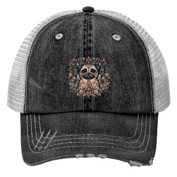Discover Pug Dog Folk Art Trucker Hats