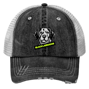 Discover Black Labrador Portrait Illustration Trucker Hats
