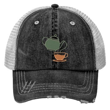 Discover Vintage Tea Kettle and Cup Silhouette Trucker Hats