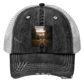 Discover Serene Autumn Path Trucker Hats