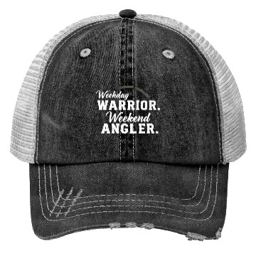 Discover Weekday warrior. Weekend angler. t-shit Trucker Hats