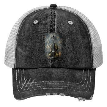 Discover Elegant Black and Gold Violin Trucker Hats