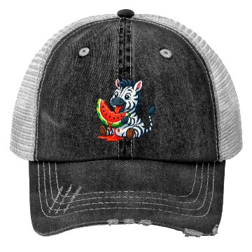 Discover Cute zebra with watermelon summer cartoon Trucker Hats