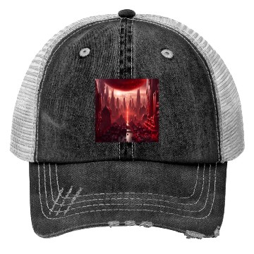 Discover Red Megapolis City On Alien Planet Sci-Fi Topic Trucker Hats