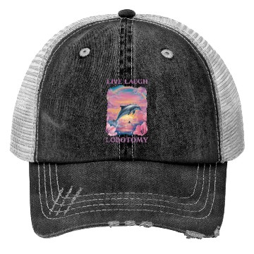 Discover Live Laugh Lobotomy Dolphin Illustration Trucker Hats