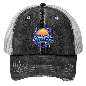 Discover Retro Sunrise Neon Design Trucker Hats