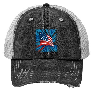Discover Patriotic American Flag Burst Design Trucker Hats