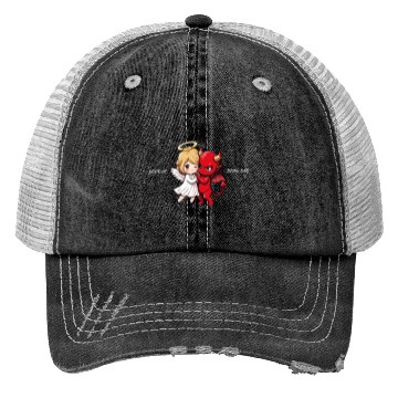 Discover Heavenly Angel vs Devil Cartoon Design Trucker Hats