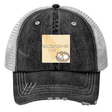 Discover Peaceful Cat Relaxation Illustration Trucker Hats