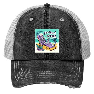 Discover Skeleton Relaxing at Beach Scene Trucker Hats