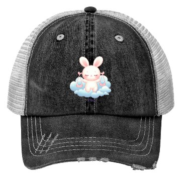 Discover Sweet Bunny Libra Illustration Trucker Hats