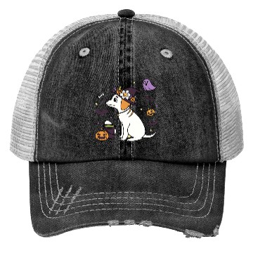Discover Halloween Witch Dog Illustration Trucker Hats