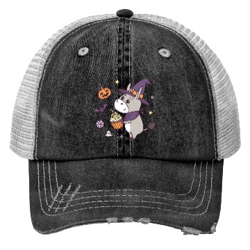 Discover Whimsical Halloween Witch Pony Design Trucker Hats