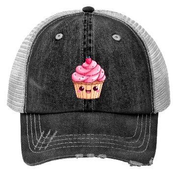 Discover Kawaii Cupcake with Pink Swirl Icing Trucker Hats