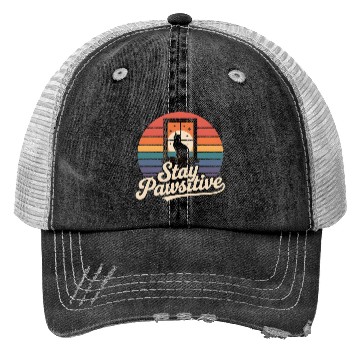 Discover Stay Pawsitive Retro Cat Window Starry Night Trucker Hats